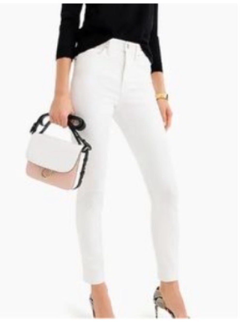 J Crew High Rise Toothpick Jeans White Sz 28Tall